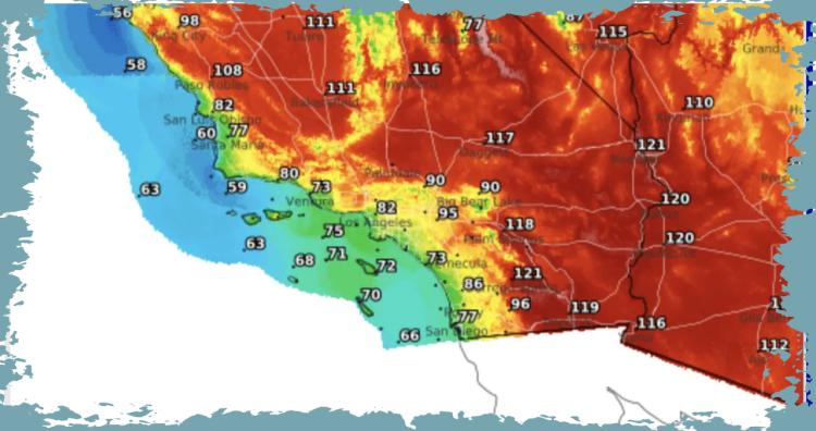 Record-Breaking Heat Soars in California Cities as Indicated by Map